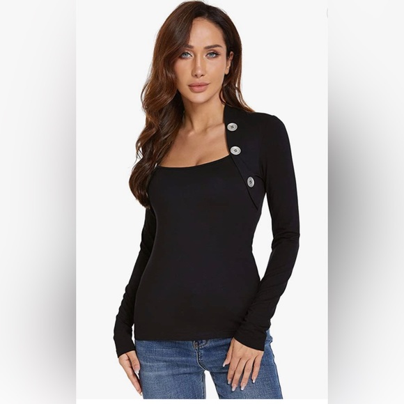 Amélieboutik Tops - AmélieBoutik Women Bolero Style Button Embellished Long Sleeve Blouse